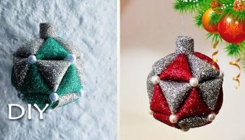 NYÅRs leksak handgjord av glitterskumlakan - Julprydnader - NYÅRSLEKSAKER gjorda av foamiran - Gör det själv julpynt 🎄